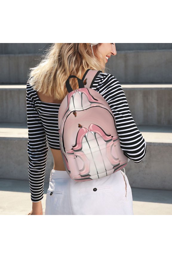 High Heel Shoes Butterfly for Canvas Backpack for School Outdoor Travel Use Men Women Teenagers Large Capacity with Adjustable Shoulder Straps