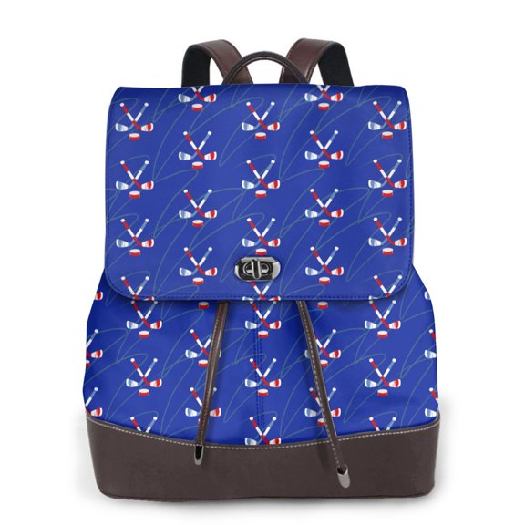 Horeoi Hockey for Womens Leather Backpack for School Travel Work or Casual Use with Zipper Pockets and Spacious Interior