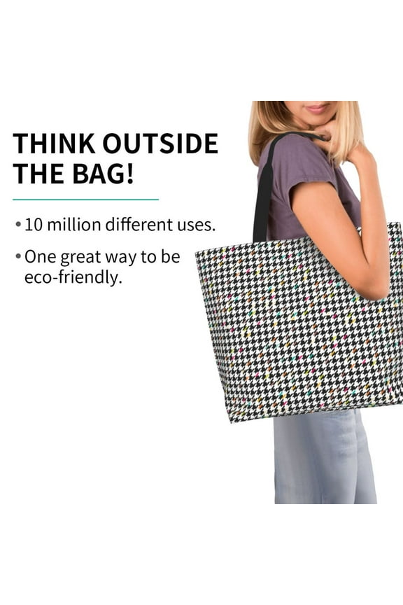 Houndstooth Black And White Pattern Minimalist Crossbody Bag for Women Scratch-Resistant Oxford Fabric Multi-Functional Carryall Office Travel Versatile