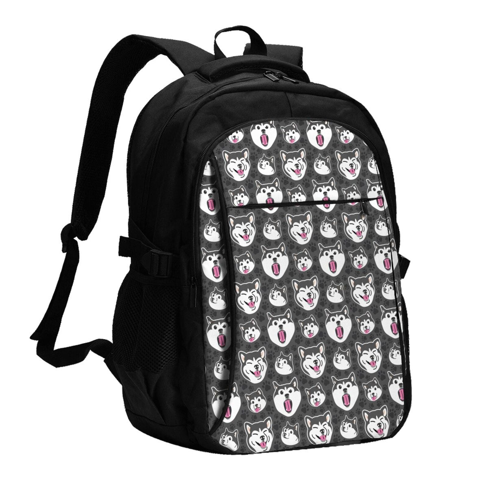 Horeoi Husky Print USB Backpack for Travel School Work with Laptop ...