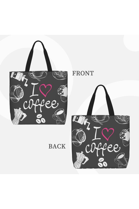 I Love Coffee for Reinforced Shoulder Tote Bag Scratch-Proof Design Spacious Organizer Crossbody Carry Daily Commute Must-Have