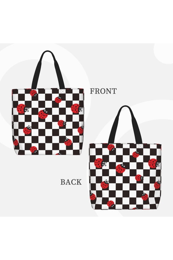 Ladybugs Of Black And White Checkers for Reinforced Shoulder Tote Bag Scratch-Proof Design Spacious Organizer Crossbody Carry Daily Commute Must-Have