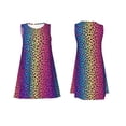 thumbnail image 1 of Horeoi Leopard Neon Rainbow Gradient Print Women's Sleeveless Dress Cotton-like Flared Hem Deep Side Pockets Above-Knee, 1 of 6
