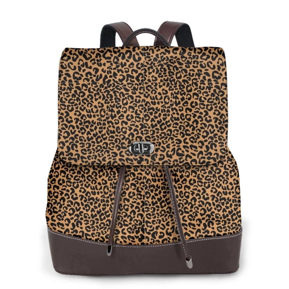 Horeoi Leopard for Womens Leather Backpack for School Travel Work or Casual Use with Zipper Pockets and Spacious Interior