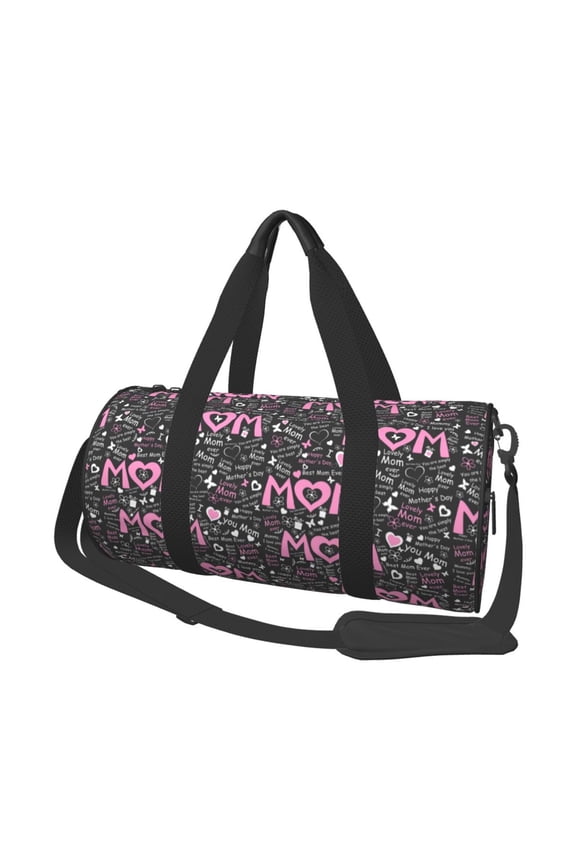 Lovely Mom Ever Print Foldable Travel Duffle Bag with Removable Strap - Water-Resistant Gym Vacation Luggage Multi-Pocket Design