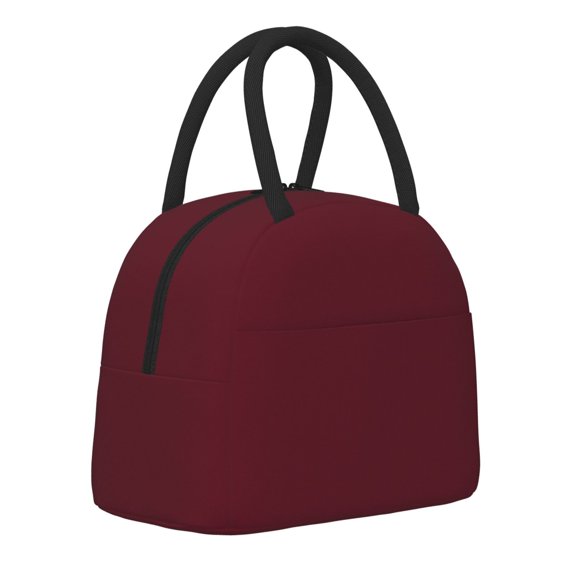 Horeoi Maroon Pattern Large Insulated Lunch Bag for Work, School, Picnic - Waterproof, Durable Oxford Cloth, Comfortable Handle-Black