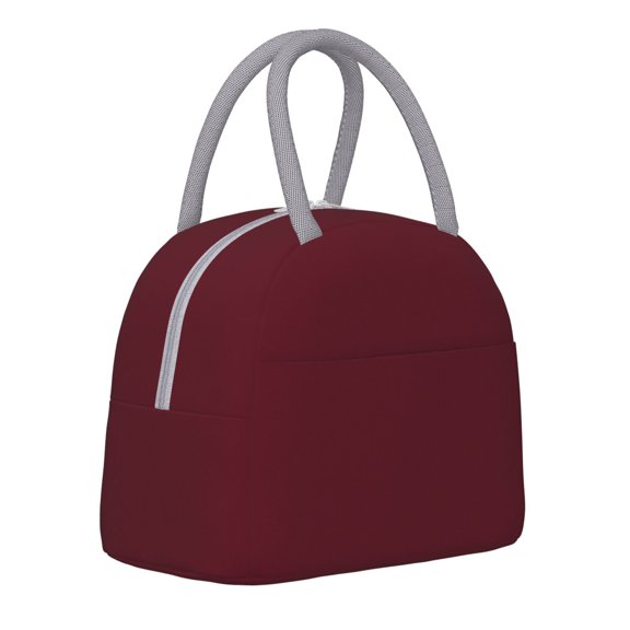 Horeoi Maroon Pattern Large Insulated Lunch Bag for Work, School, Picnic - Waterproof, Durable Oxford Cloth, Comfortable Handle-Light Grey