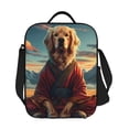 thumbnail image 1 of Horeoi Meditating Golden Retriever Pattern Insulated Thermal Lunch Bag with Leakproof Compartments for Office School Picnic Reusable Oxford Tote, 1 of 7