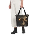 thumbnail image 1 of Horeoi Metal Evil Skull Print Shoulder Bag for Women Large Capacity Zipper Tote for Shopping Beach Travel Gym with Inner Pocket, 1 of 7