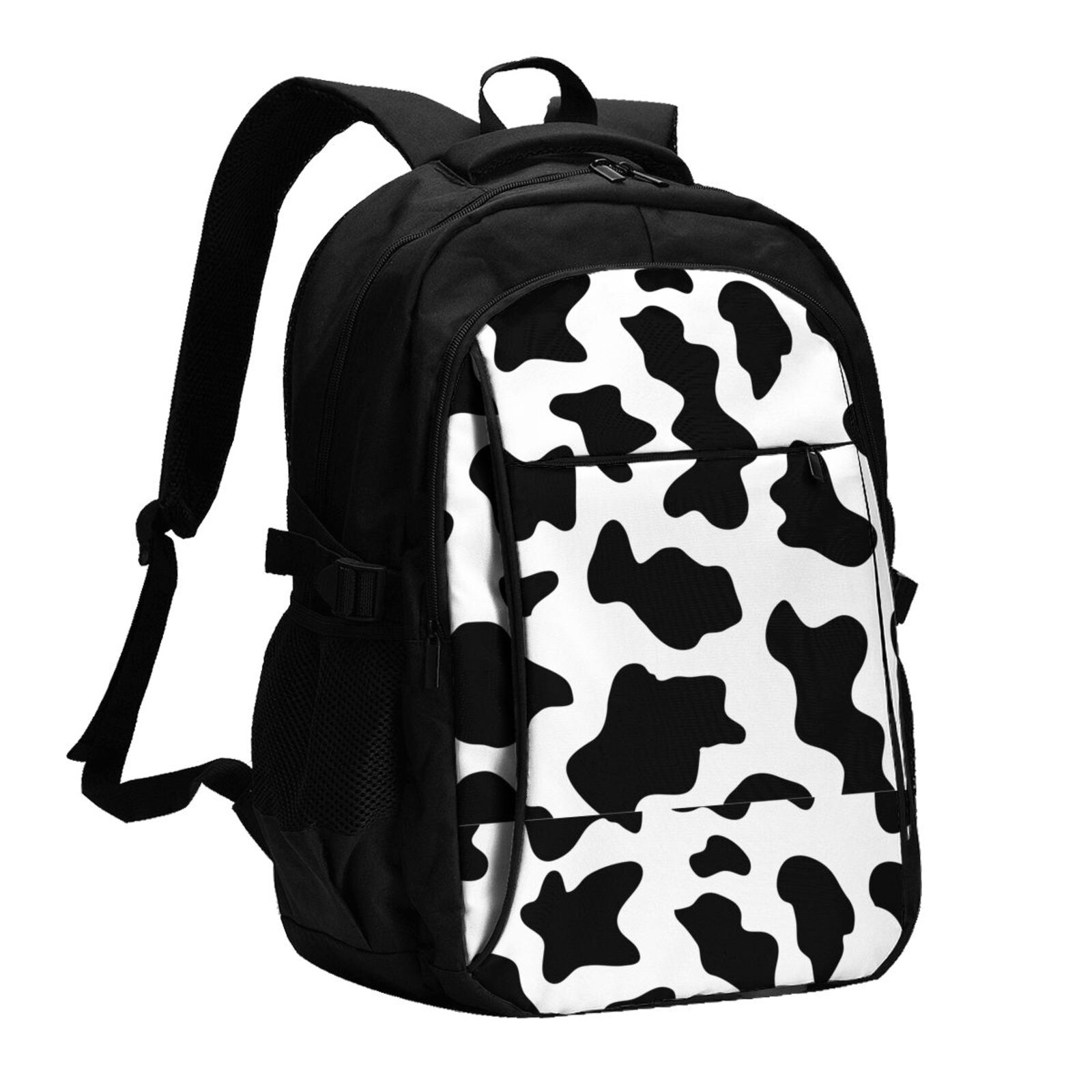 Horeoi Milk Cow Print USB Backpack for Travel School Work with Laptop Compartment Charging Port and Anti-Theft Pocket