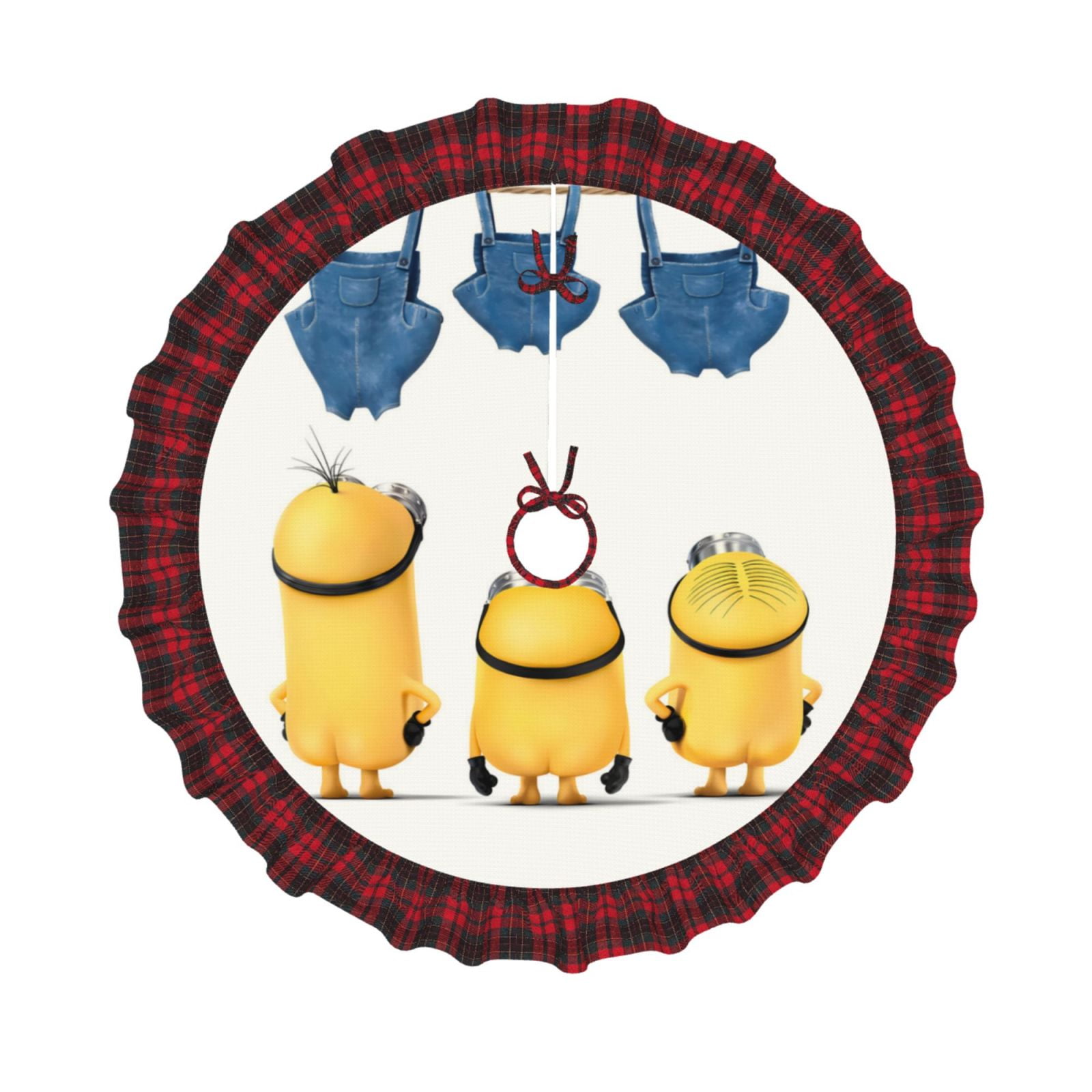 Horeoi Minions Print Christmas Tree Skirt Plaid Xmas Tree Skirt, Winter ...