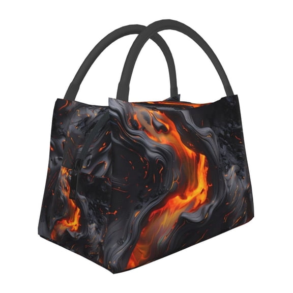 Horeoi Molten Lava Abstract Flow Pattern Portable Insulation Bag for Work Picnic Travel with Zipper and Handle Foldable Thermal Lunch Tote