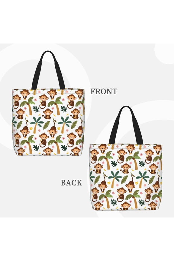 Monkeys Swinging from Palms for Reinforced Shoulder Tote Bag Scratch-Proof Design Spacious Organizer Crossbody Carry Daily Commute Must-Have