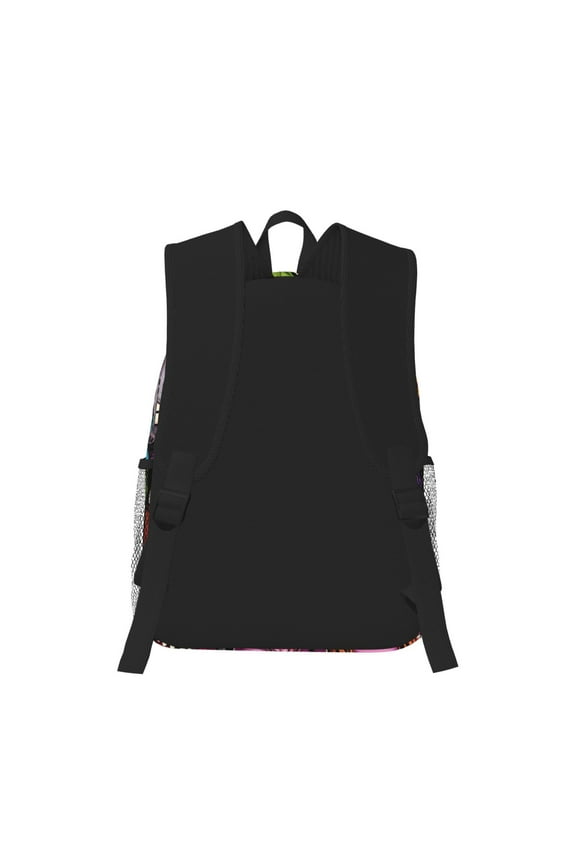 Monstrous Cartoon Characters Print Casual Backpack for School Work Travel Hiking with Laptop Compartment and Side Pockets Lightweight Design