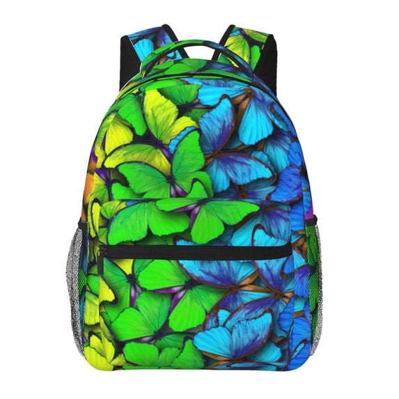 Horeoi Multicolored Butterflies Print Eco-Friendly Lightweight Student Backpack for School Travel - Ergonomic Padded Laptop Compartment & Multi-Pocket Design