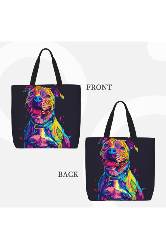 Neon Pop Art Pitbull for Reinforced Shoulder Tote Bag Scratch-Proof Design Spacious Organizer Crossbody Carry Daily Commute Must-Have