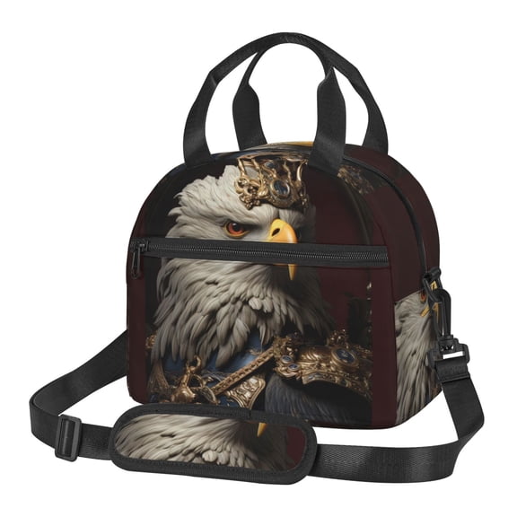 Horeoi Noble Style Bald Eagle for Insulated Lunch Bag with Adjustable Strap Thermal Tote for Picnic Work School Lightweight Waterproof & Detachable
