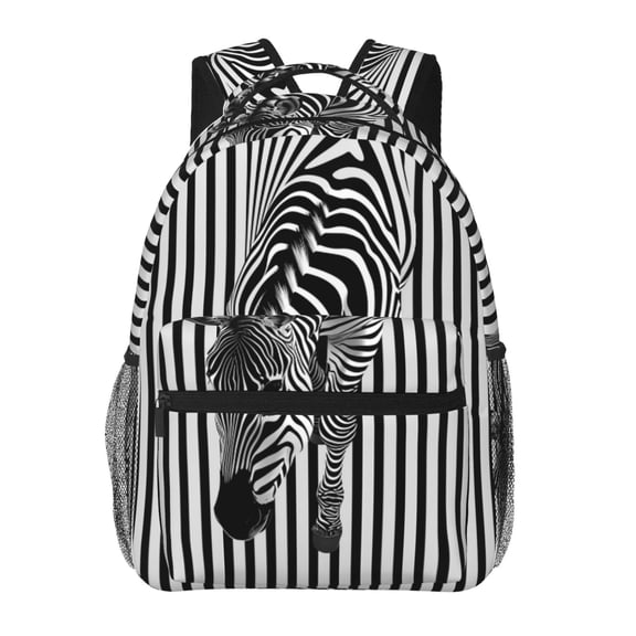 Horeoi Optical Zebra Illusion Print Eco-Friendly Lightweight Student Backpack for School Travel - Ergonomic Padded Laptop Compartment & Multi-Pocket Design