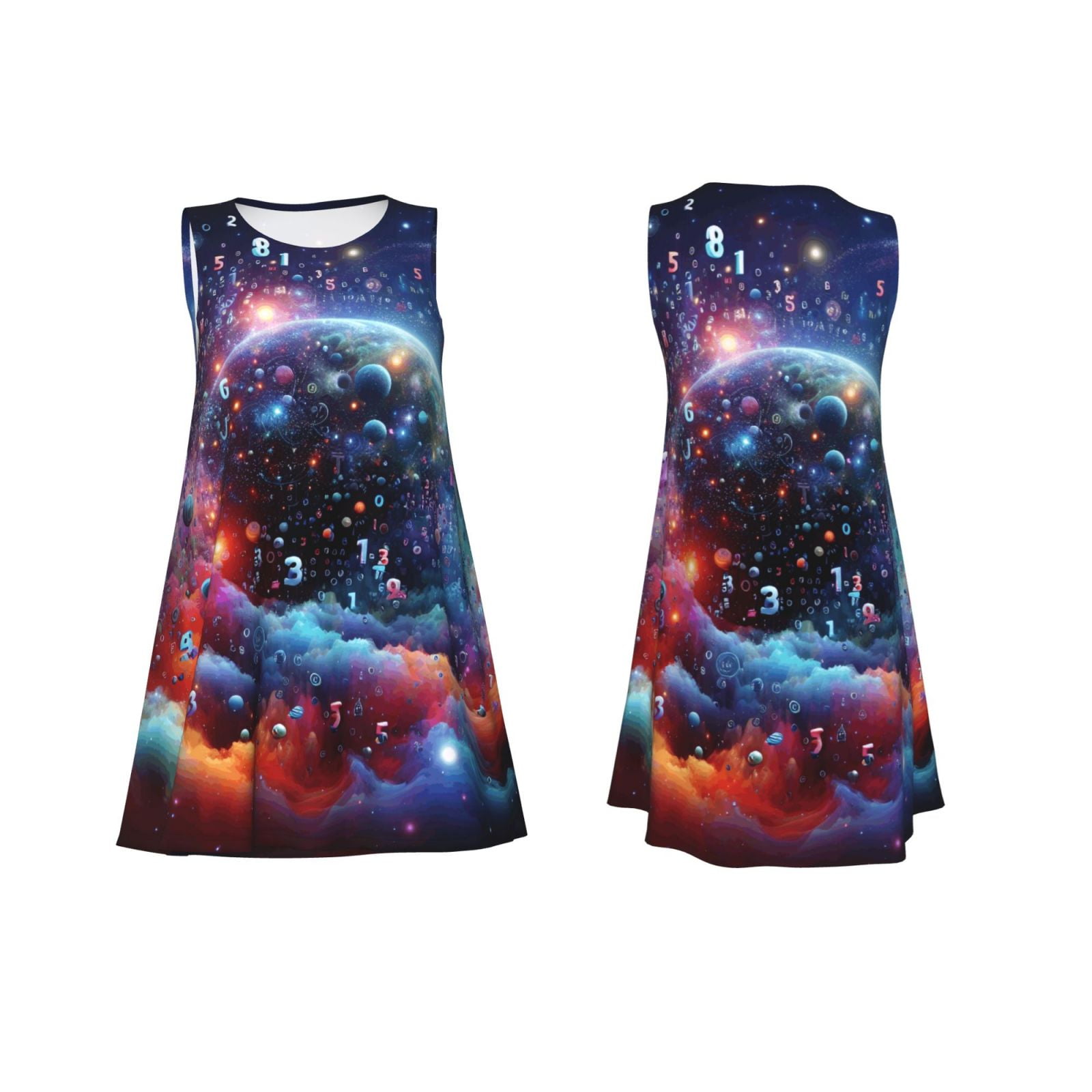 Horeoi Outer Space Floating Numbers And Letters Print Women's ...