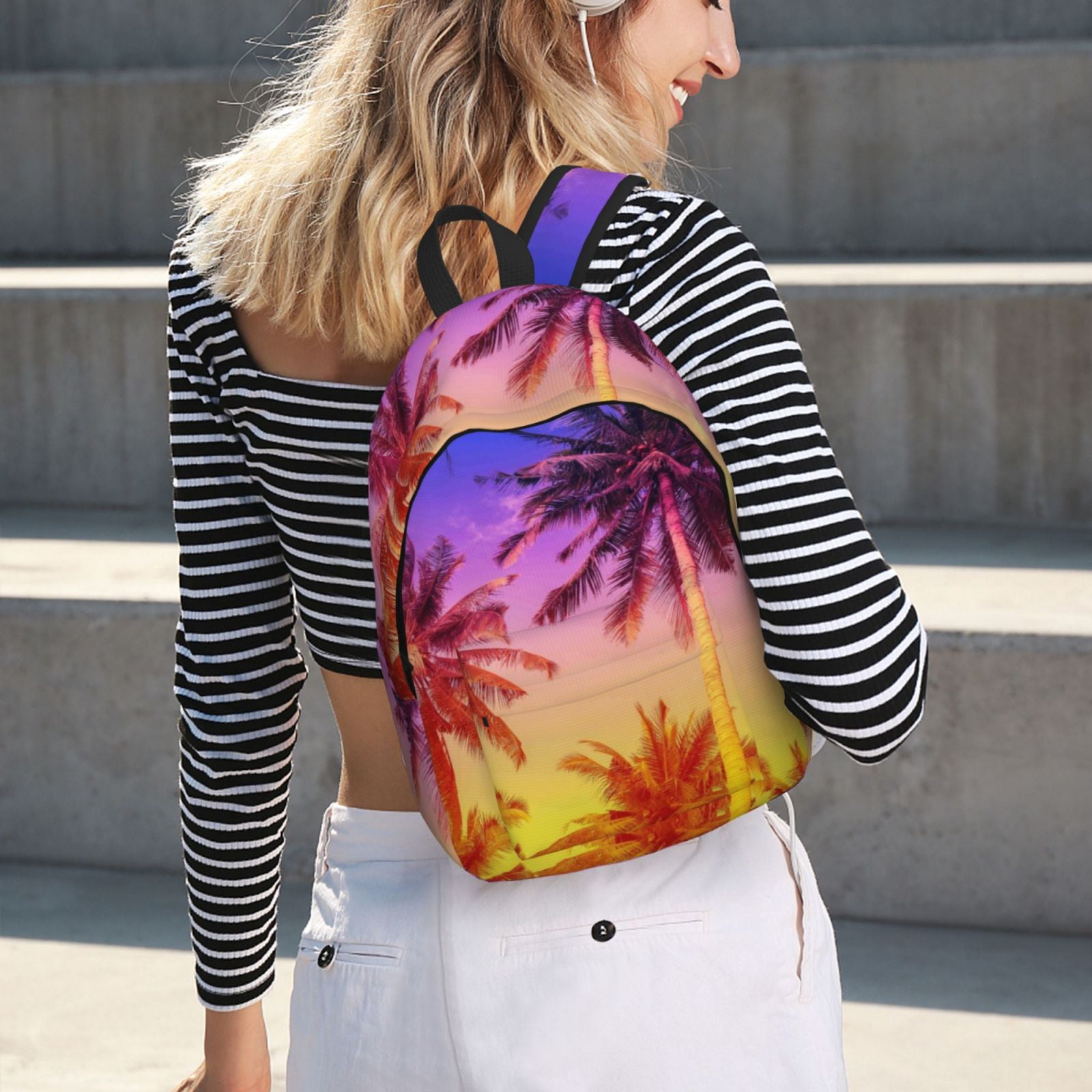 Horeoi Palm Trees at Sunset for Canvas Backpack for School Outdoor ...
