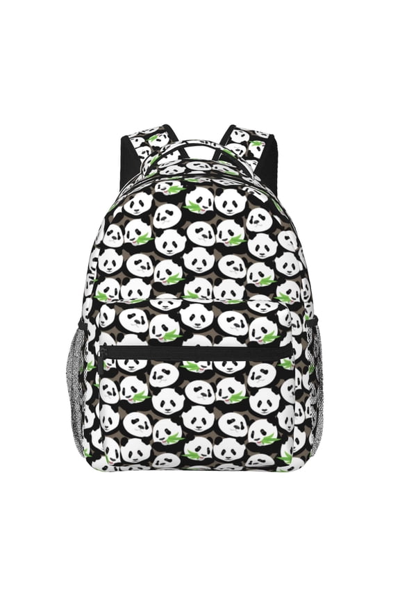 Panda Bear Print Eco-Friendly Lightweight Student Backpack for School Travel - Ergonomic Padded Laptop Compartment & Multi-Pocket Design