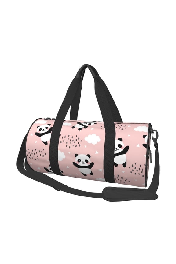 Panda Print Foldable Travel Duffle Bag with Removable Strap - Water-Resistant Gym Vacation Luggage Multi-Pocket Design