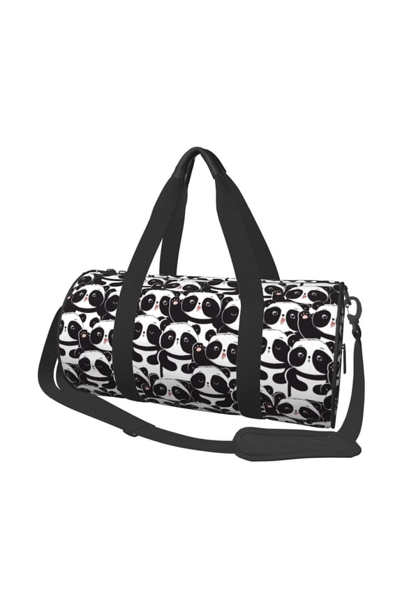 Panda Print Foldable Travel Duffle Bag with Removable Strap - Water-Resistant Gym Vacation Luggage Multi-Pocket Design