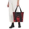 thumbnail image 1 of Horeoi Panther Red Background Print Shoulder Bag for Women Large Capacity Zipper Tote for Shopping Beach Travel Gym with Inner Pocket, 1 of 7