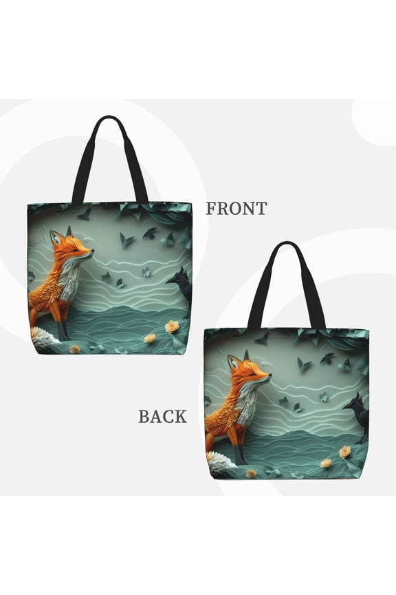 Paper Fox Crow Fantasy for Reinforced Shoulder Tote Bag Scratch-Proof Design Spacious Organizer Crossbody Carry Daily Commute Must-Have