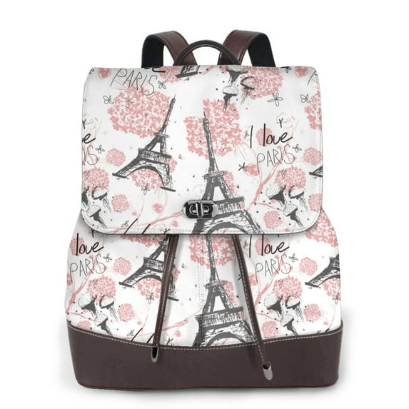 Horeoi Paris for Womens Leather Backpack for School Travel Work or Casual Use with Zipper Pockets and Spacious Interior
