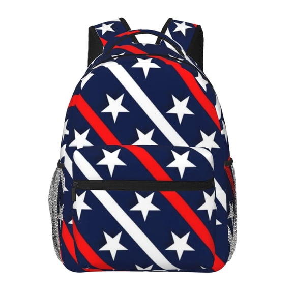 Horeoi Patriotic Star Print Eco-Friendly Lightweight Student Backpack for School Travel - Ergonomic Padded Laptop Compartment & Multi-Pocket Design