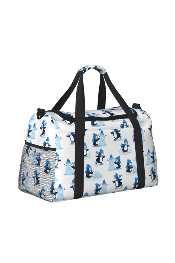 Penguin Winter Fun for Travel Duffle Bag with Adjustable Strap - Large Capacity Hand Carry for Gym Sports Outdoor
