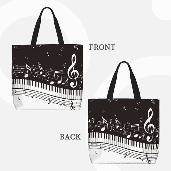 Horeoi Piano Keys With Musical Notes for ​Reinforced Shoulder Tote Bag Scratch-Proof Design Spacious Organizer Crossbody Carry Daily Commute Must-Have