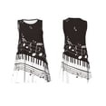 thumbnail image 1 of Horeoi Piano Keys With Musical Notes Print Women's Sleeveless Dress Cotton-like Flared Hem Deep Side Pockets Above-Knee, 1 of 6