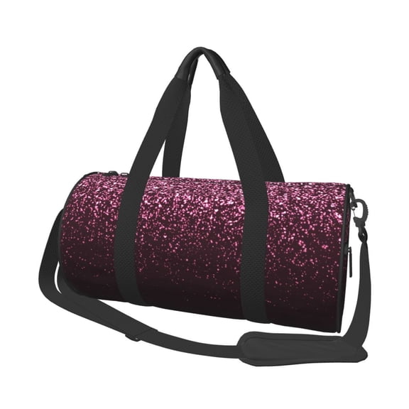 Horeoi Pink Glitter Sparkles A Print Foldable Travel Duffle Bag with Removable Strap - Water-Resistant Gym Vacation Luggage Multi-Pocket Design