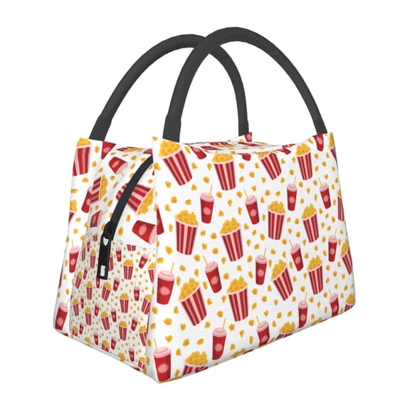 Horeoi Popcorn Pattern Portable Insulation Bag for Work Picnic Travel with Zipper and Handle Foldable Thermal Lunch Tote
