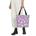 thumbnail image 1 of Horeoi Purple Butterflies Floral Print Shoulder Bag for Women Large Capacity Zipper Tote for Shopping Beach Travel Gym with Inner Pocket, 1 of 7