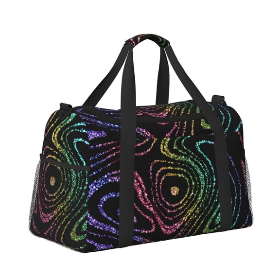 Horeoi Rainbow Glitter for Travel Duffle Bag with Adjustable Strap - Large Capacity Hand Carry for Gym Sports Outdoor