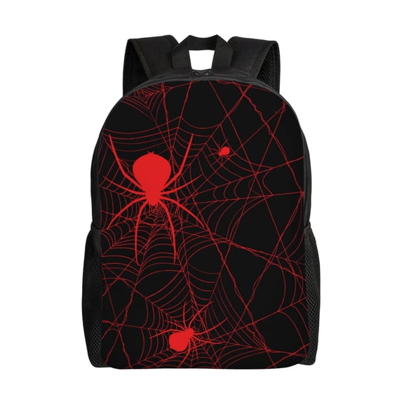 Horeoi Red Spider On The Web Print Waterproof 600D Oxford Laptop Backpack for School Travel Work - Lightweight Durable Bag with Adjustable Straps
