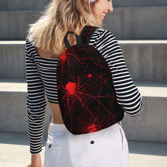 Horeoi Red Spider On The Web for Canvas Backpack for School Outdoor Travel Use Men Women Teenagers Large Capacity with Adjustable Shoulder Straps