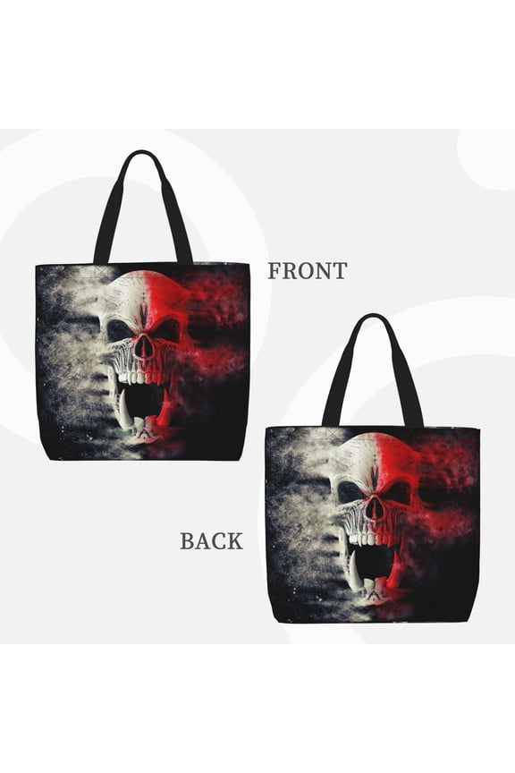 Red And White Screaming Demon Skull for Reinforced Shoulder Tote Bag Scratch-Proof Design Spacious Organizer Crossbody Carry Daily Commute Must-Have