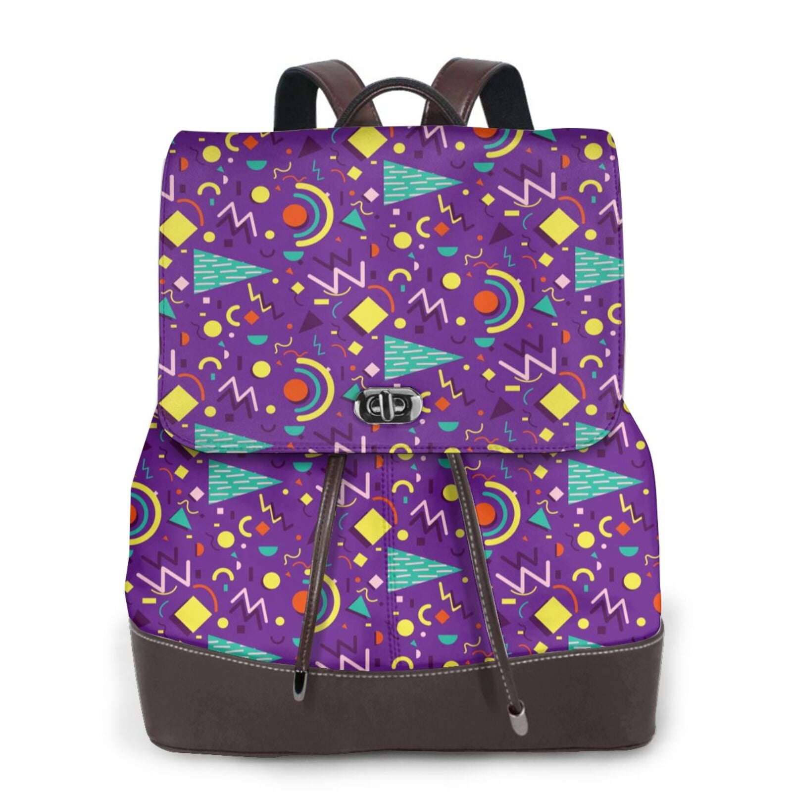 Horeoi Retro 80s Style for Womens Leather Backpack for School Travel Work  or Casual Use with Zipper Pockets and Spacious Interior