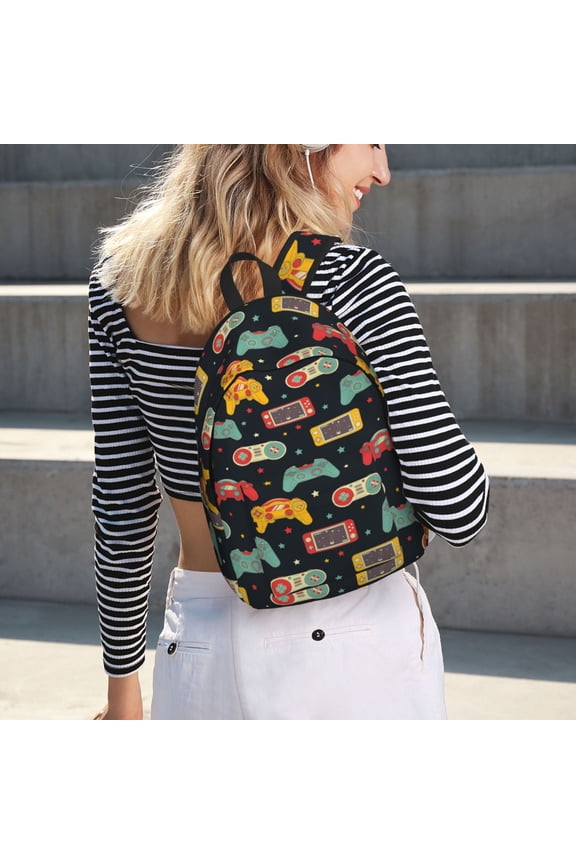 Retro Video Game for Canvas Backpack for School Outdoor Travel Use Men Women Teenagers Large Capacity with Adjustable Shoulder Straps