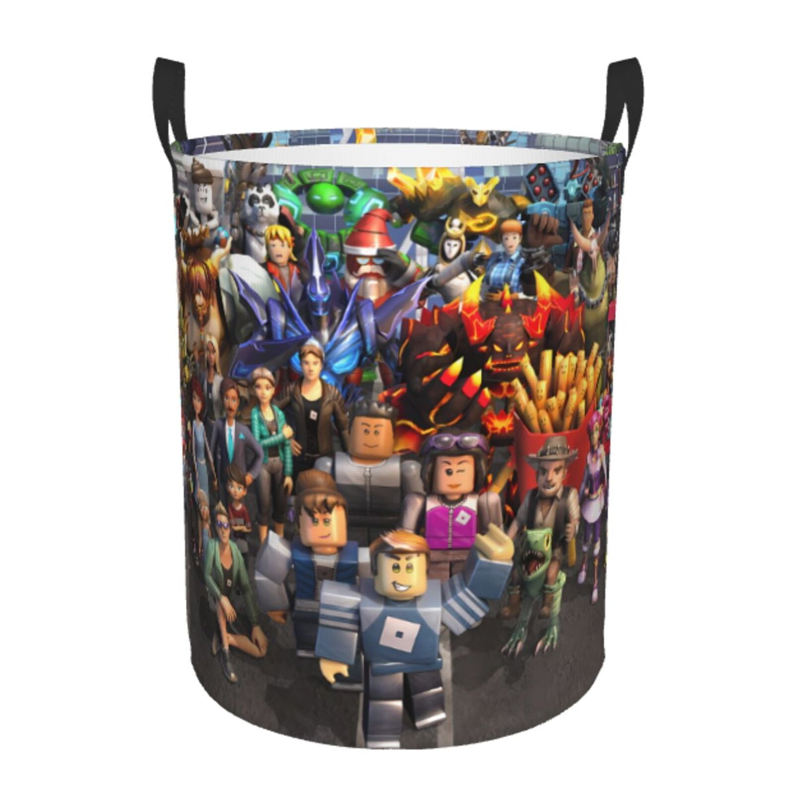 Horeoi Roblox Print Large Laundry Basket Waterproof Round Cotton Linen