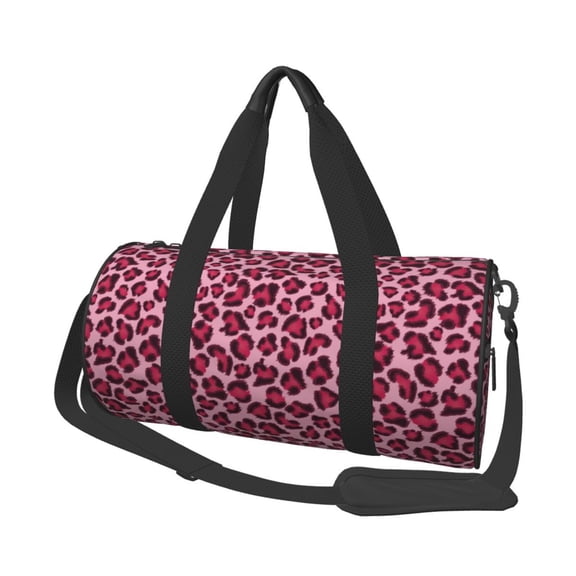 Horeoi Rose Leopard Print Print Foldable Travel Duffle Bag with Removable Strap - Water-Resistant Gym Vacation Luggage Multi-Pocket Design