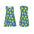 thumbnail image 1 of Horeoi Rubber Duck Print Women's Sleeveless Dress Cotton-like Flared Hem Deep Side Pockets Above-Knee, 1 of 6