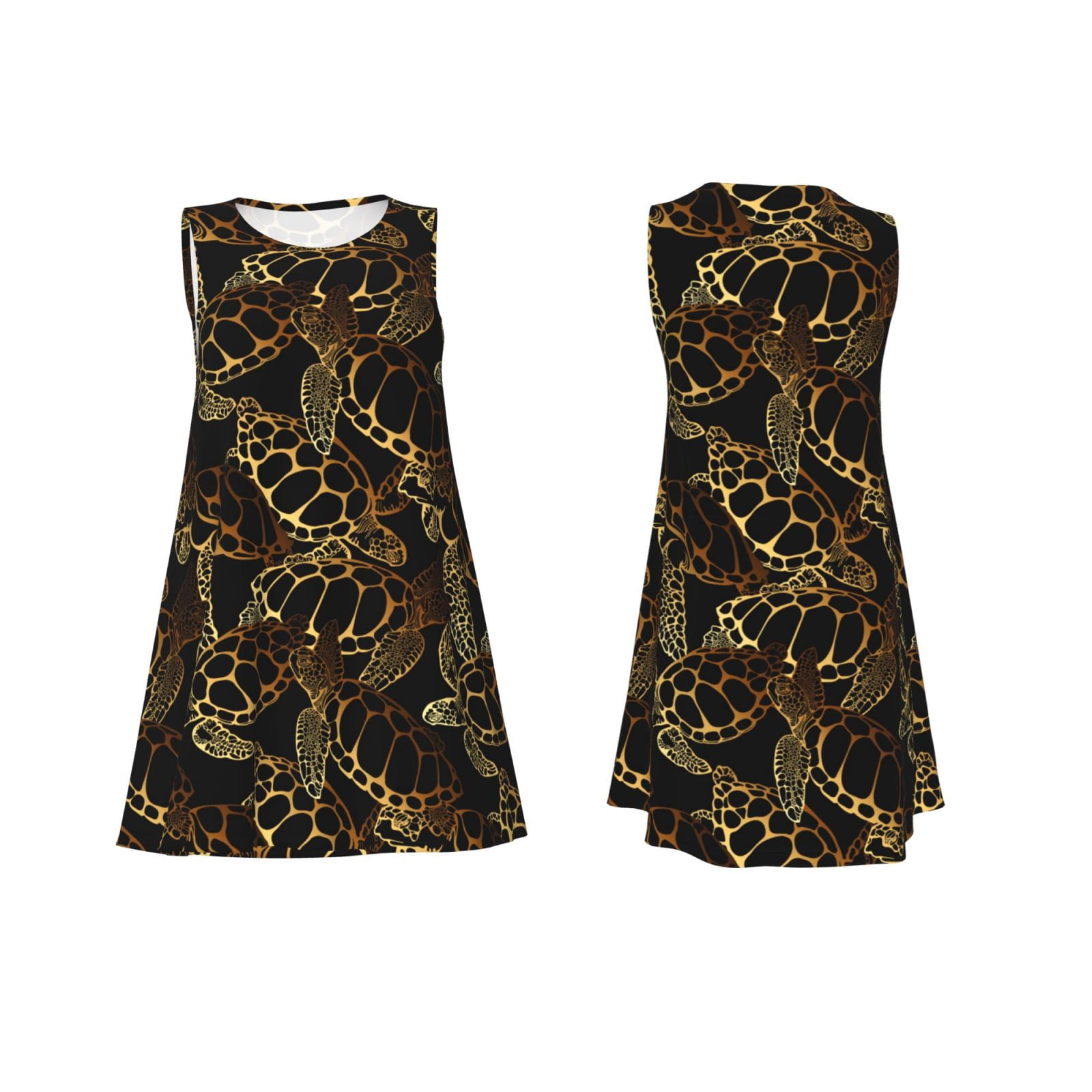 Horeoi Sea Turtle With Ocean Print Women's Sleeveless Dress Cotton-like ...