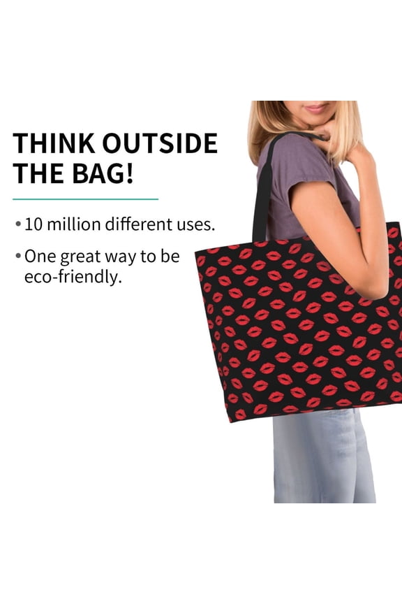 Sexy Red Lips Kiss Pattern Minimalist Crossbody Bag for Women Scratch-Resistant Oxford Fabric Multi-Functional Carryall Office Travel Versatile