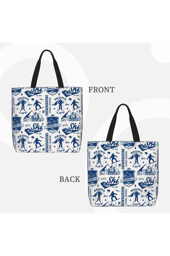 Skiing Enthusiast for Reinforced Shoulder Tote Bag Scratch-Proof Design Spacious Organizer Crossbody Carry Daily Commute Must-Have