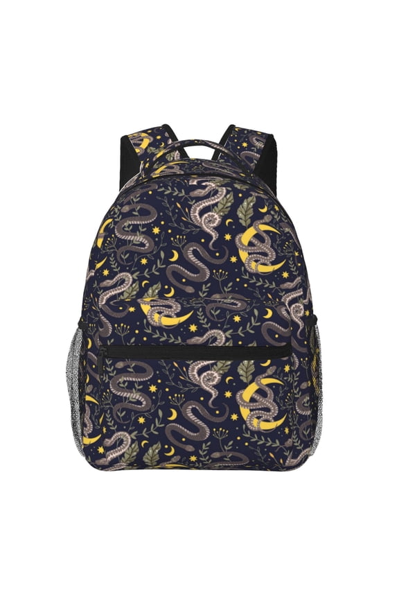 Snake Sleep Print Eco-Friendly Lightweight Student Backpack for School Travel - Ergonomic Padded Laptop Compartment & Multi-Pocket Design